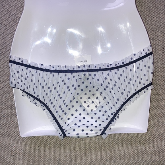 Chantal Thomass Victoria's Secret White Mesh Blue Polka Dot Bikini S Panties new - Picture 8 of 13